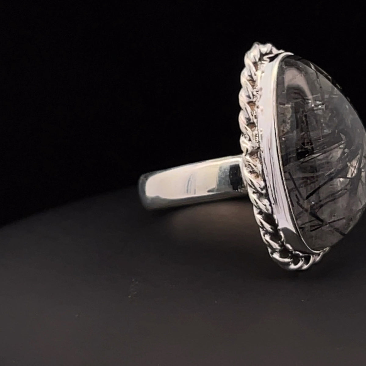 Sterling Silver Tourmalated Quartz Ring Size 7