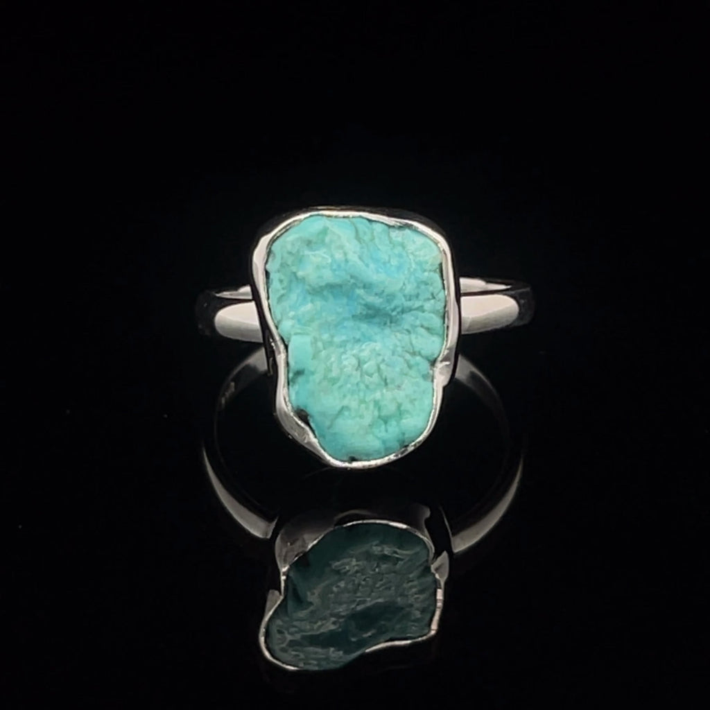 Sterling Silver Raw Turquoise Ring Size 7
