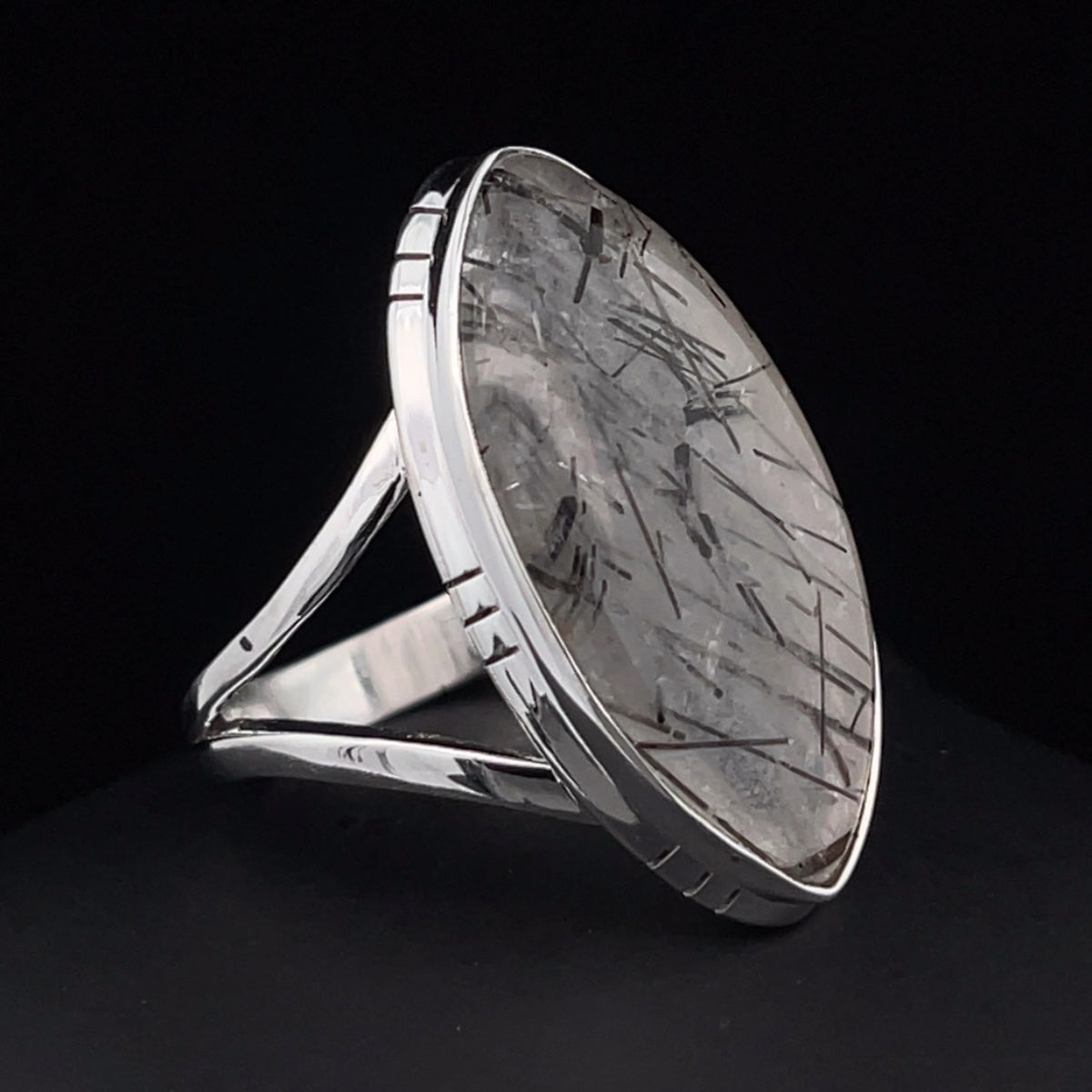 Sterling Silver Tourmalated Quartz Ring Size 10