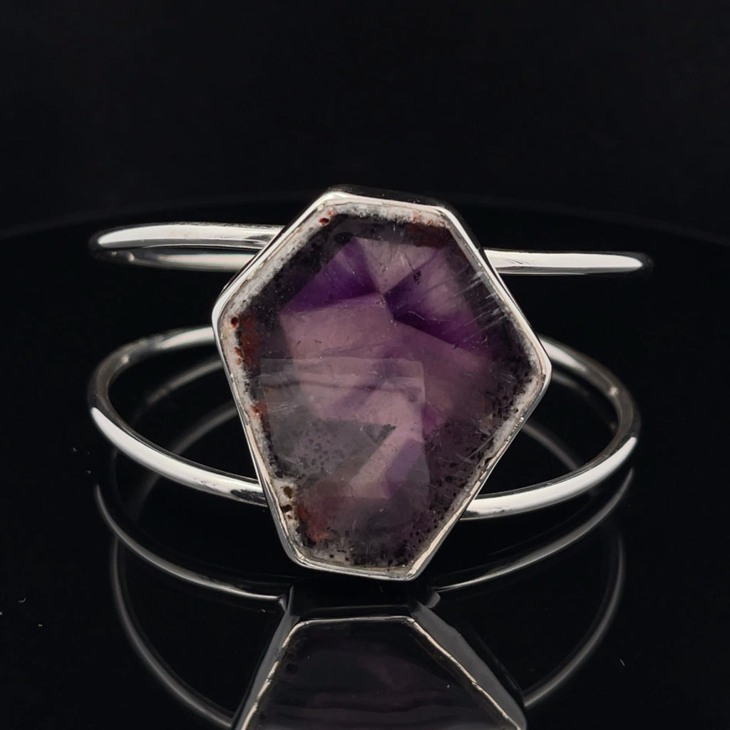 Sterling Silver Trapiche Amethyst Cuff Bracelet