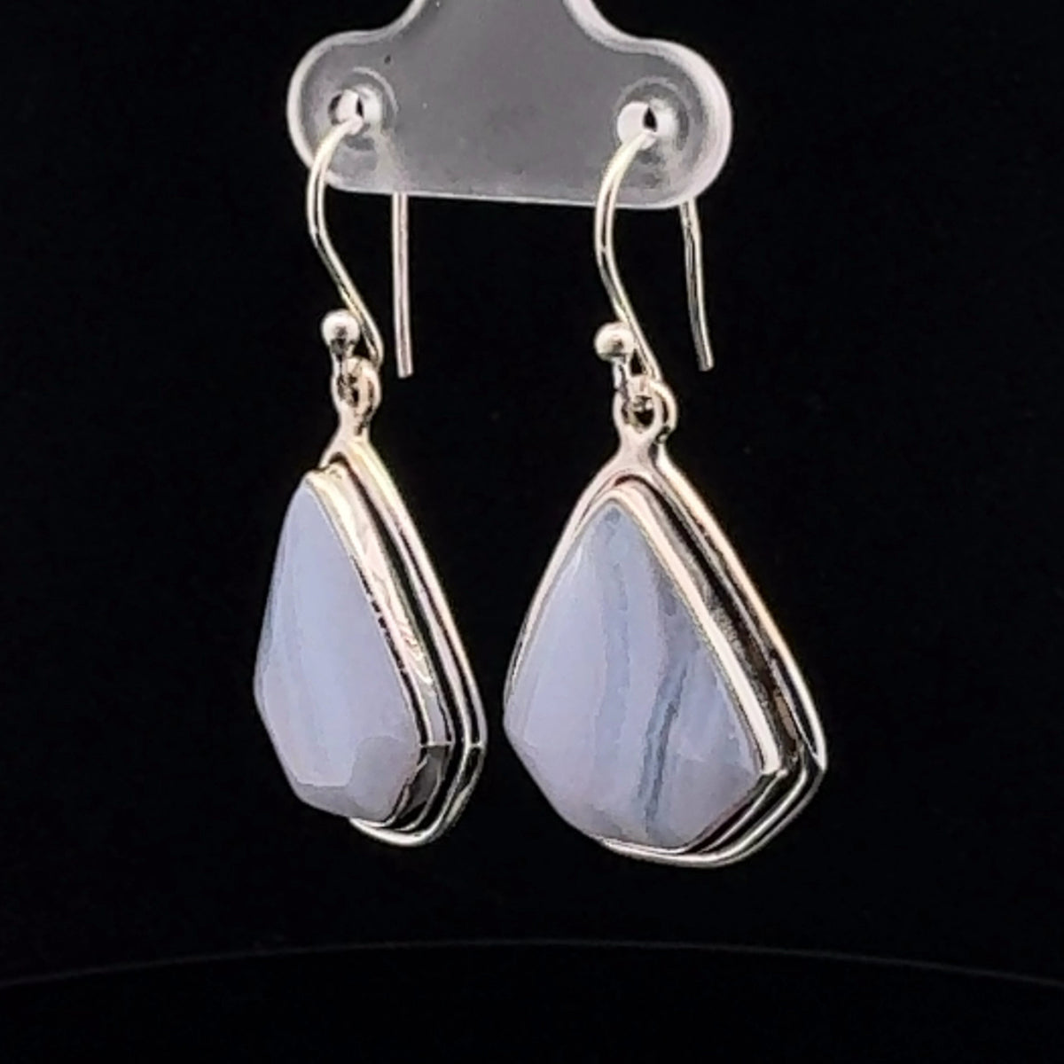 Sterling Silver Blue Lace Agate Earrings