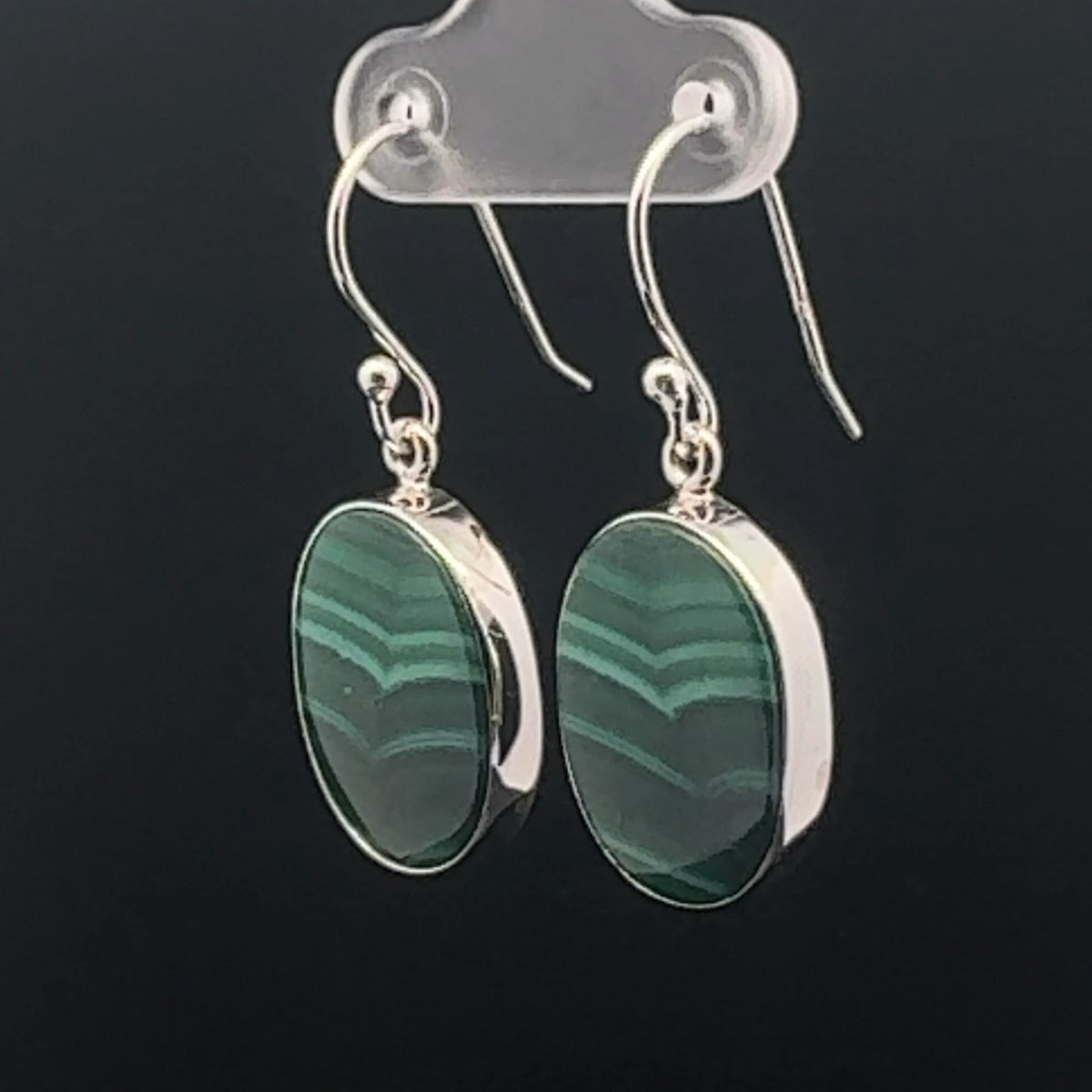 Sterling Silver Malachite Earrings