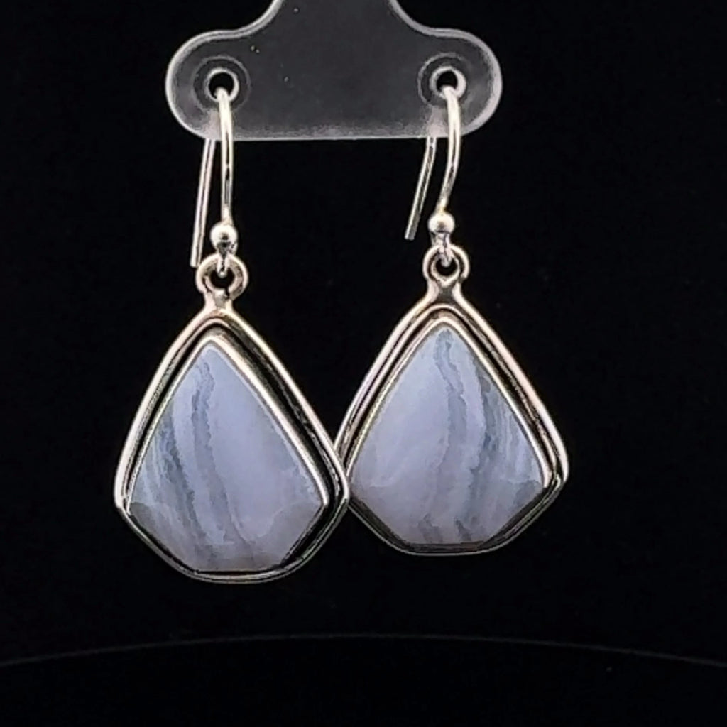 Sterling Silver Blue Lace Agate Earrings