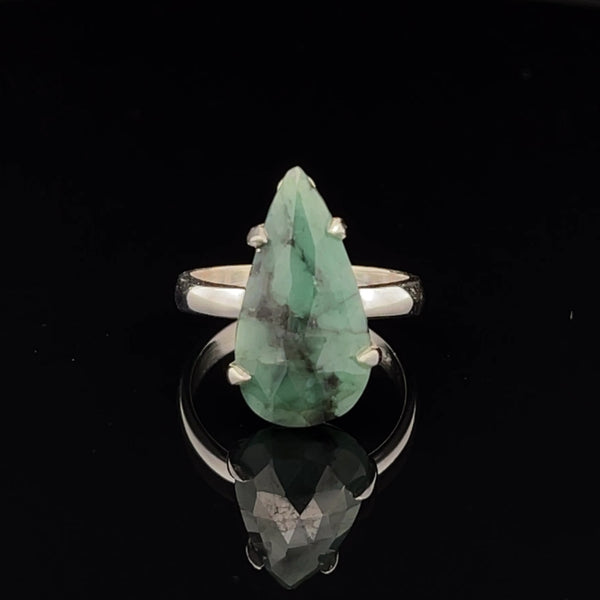 Sterling Silver Emerald Ring Size 5