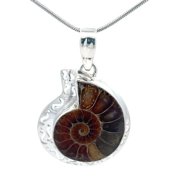 Sterling Silver Fossilized Ammonite Pendant