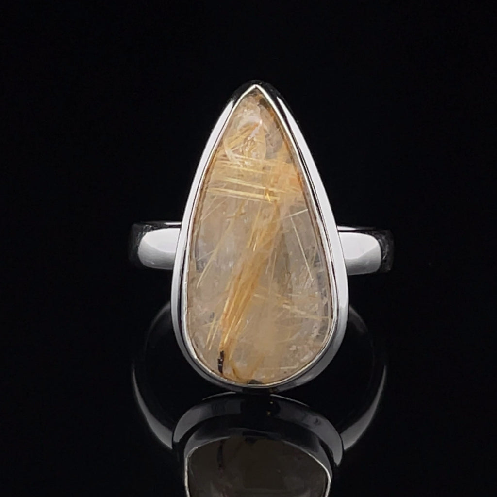 Sterling Silver Rutilated Quartz Ring Size 8