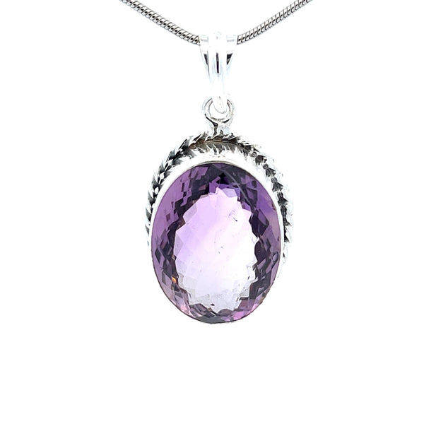 Sterling Silver Faceted Amethyst Pendant