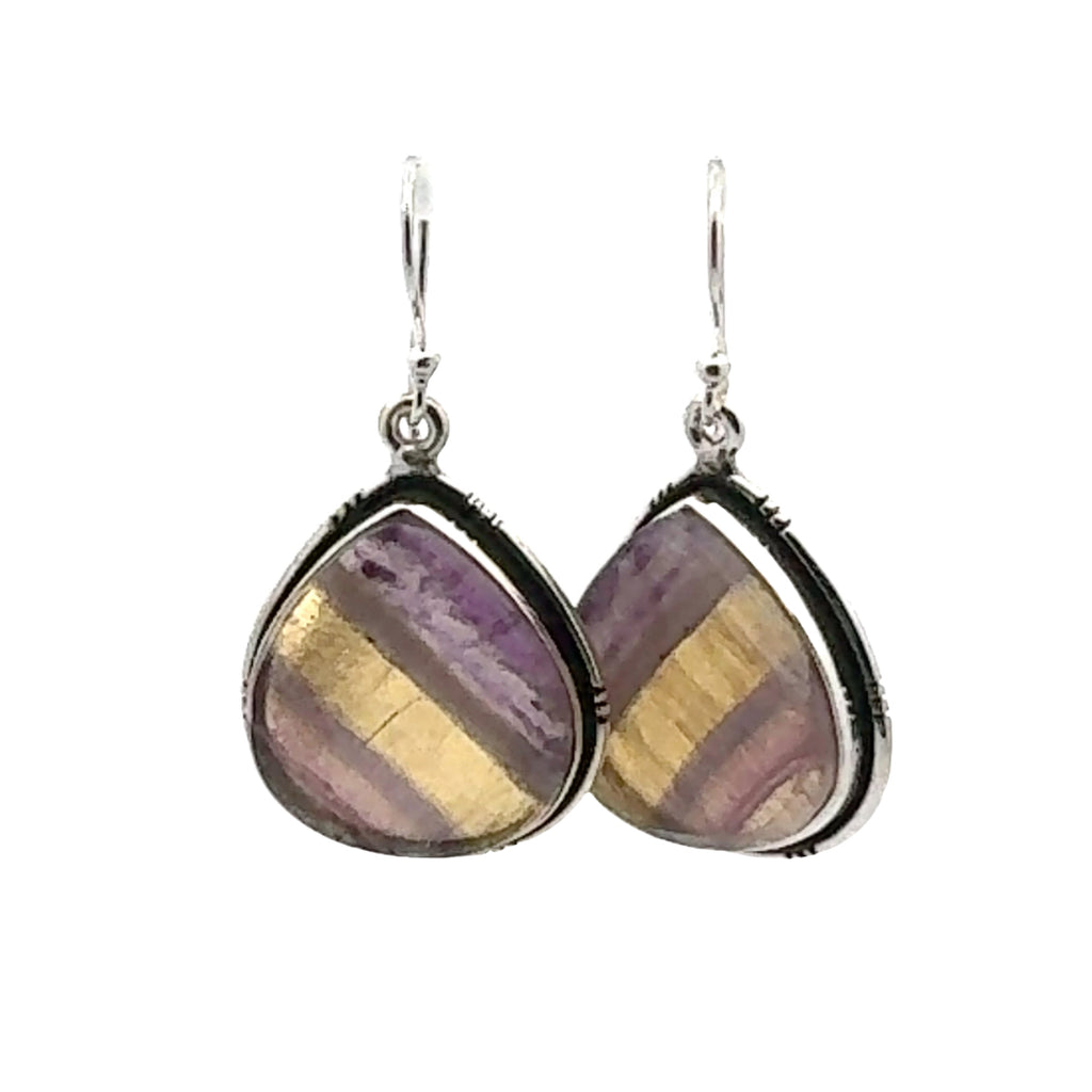 Sterling Silver Rainbow Fluorite Earrings