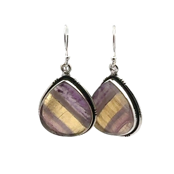 Sterling Silver Rainbow Fluorite Earrings