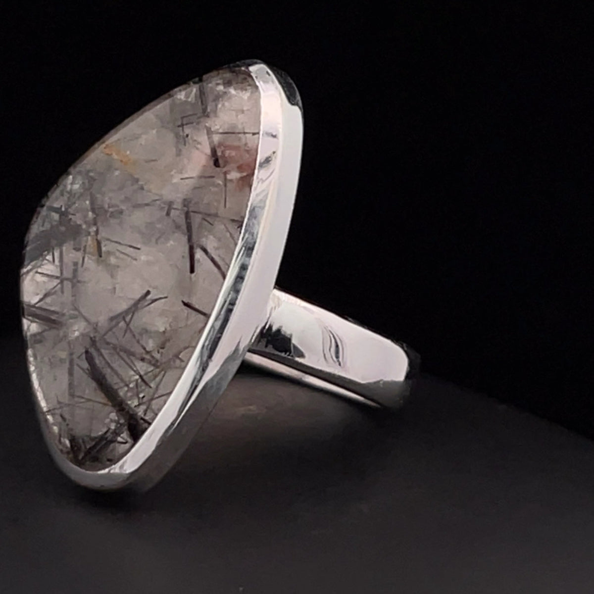 Sterling Silver Tourmalated Quartz Ring Size 7