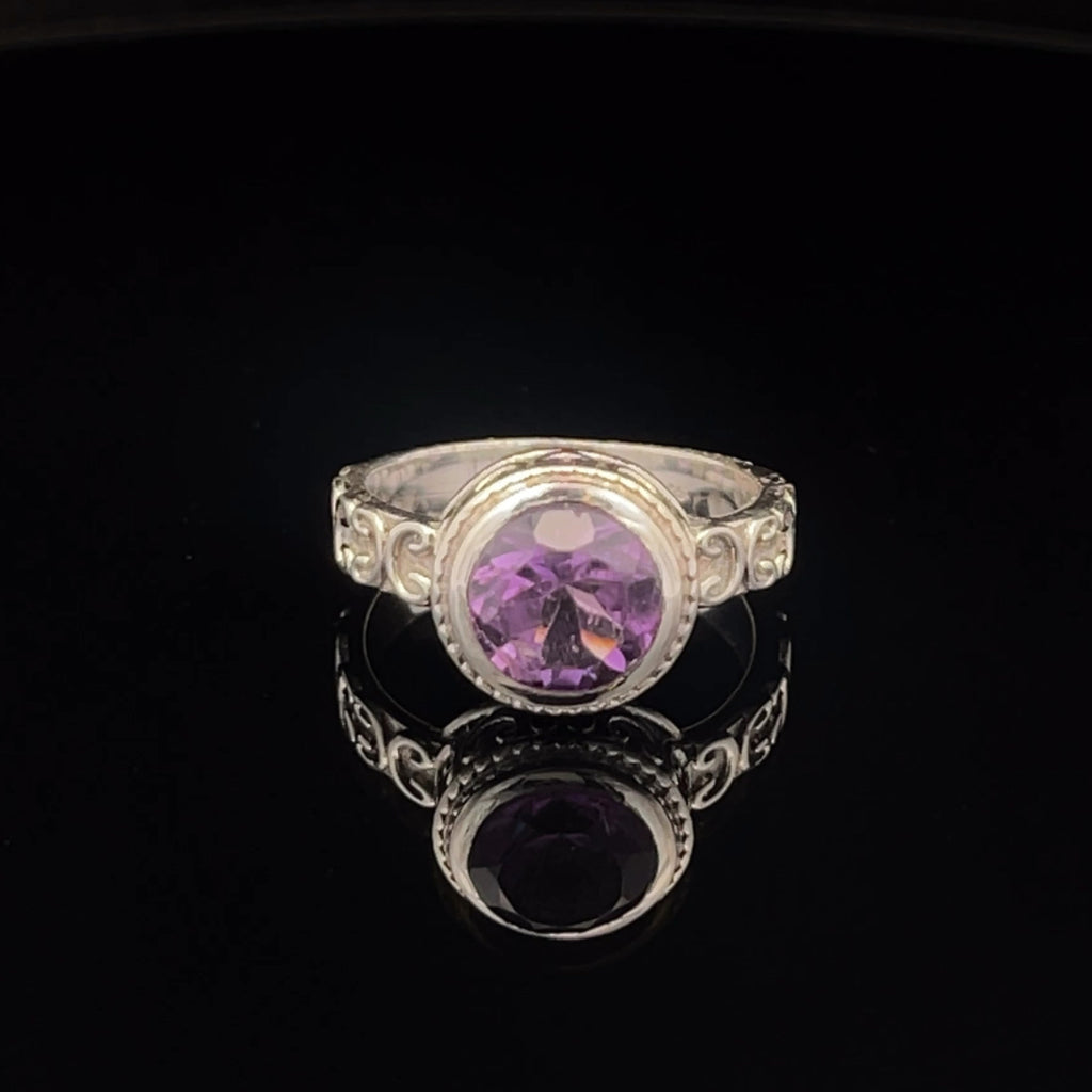 Sterling Silver Amethyst Ring Size 7