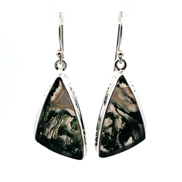 Sterling Silver Moss Agate Earrings