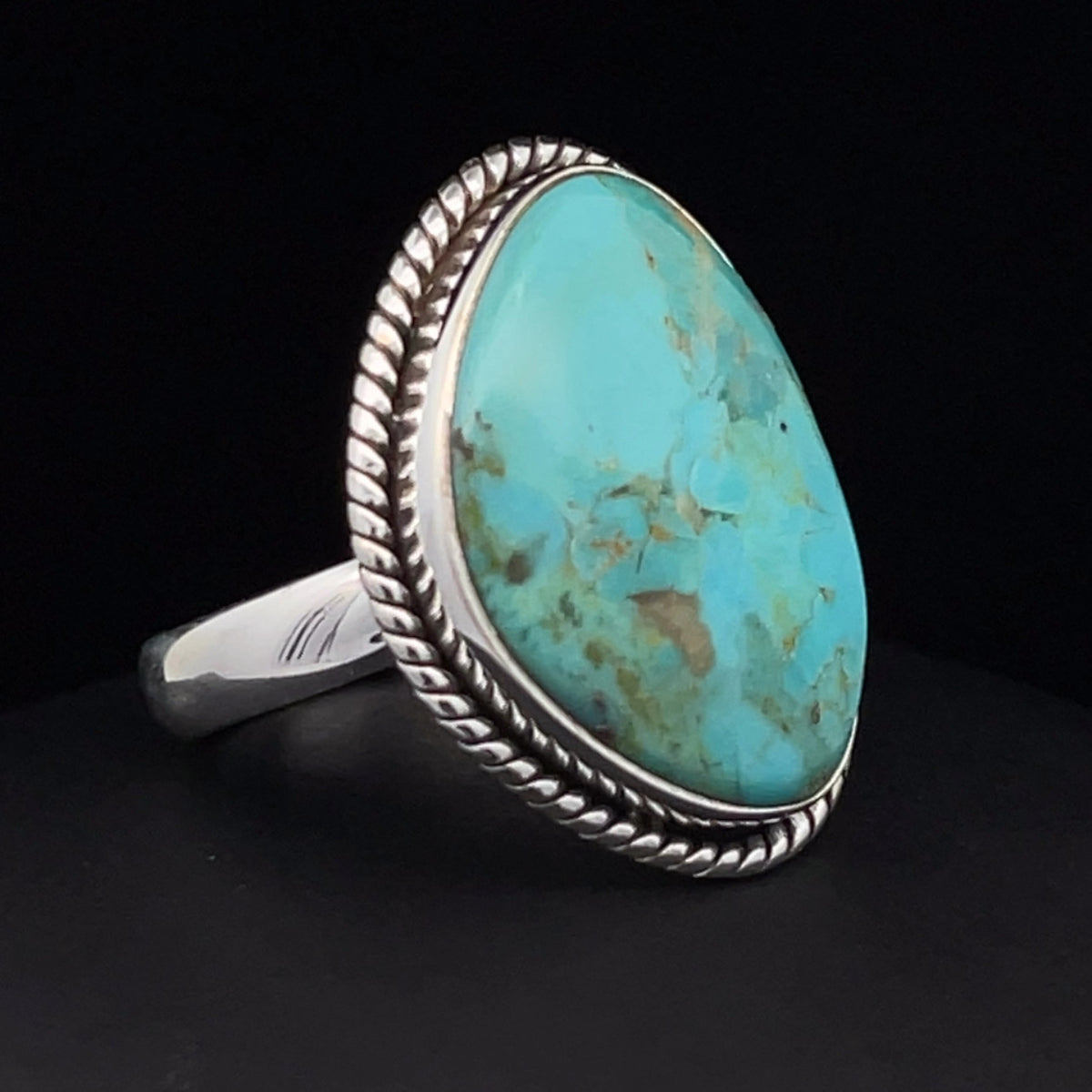 Sterling Silver Kingman Turquoise Ring Size 8