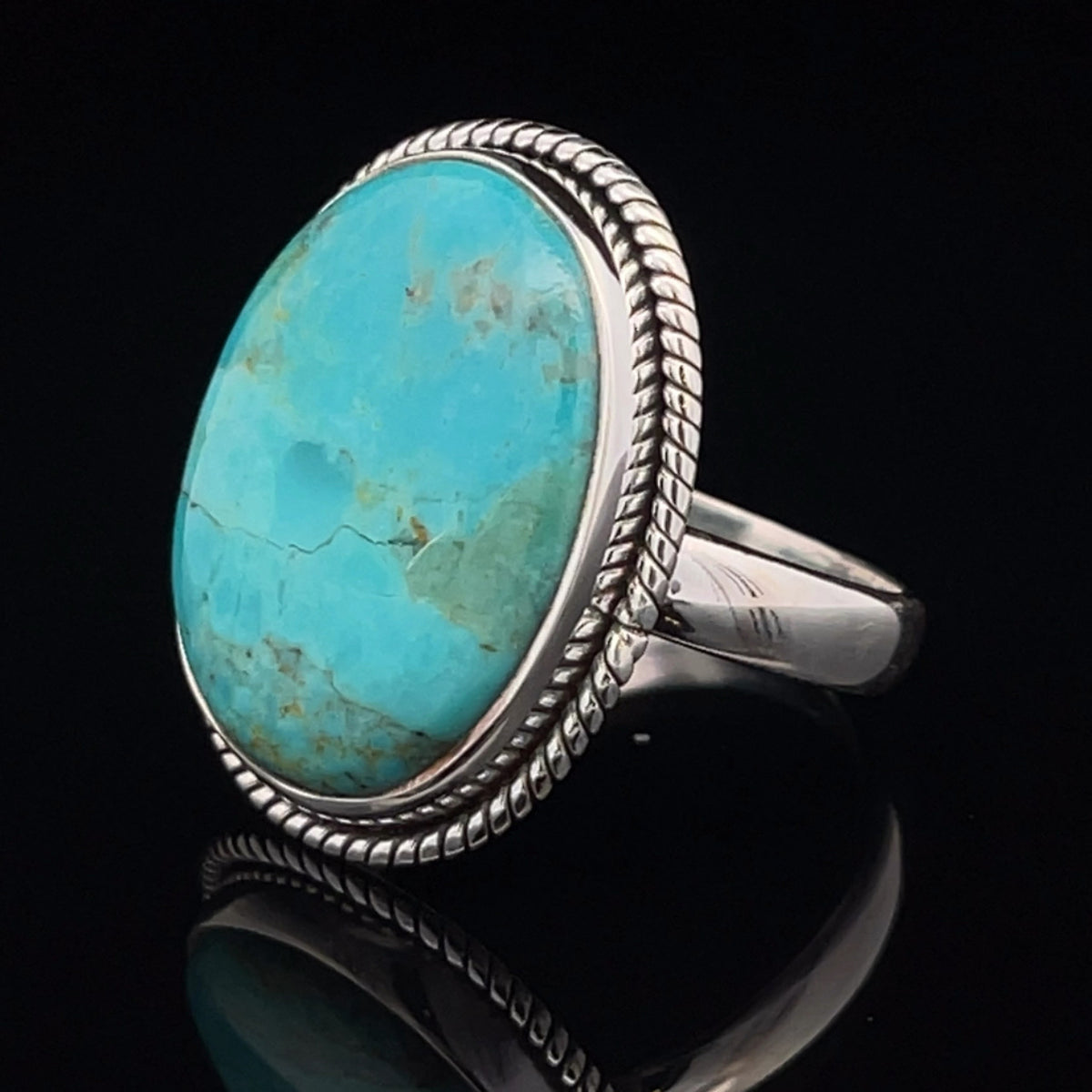 Sterling Silver Kingman Turquoise Ring Size 10