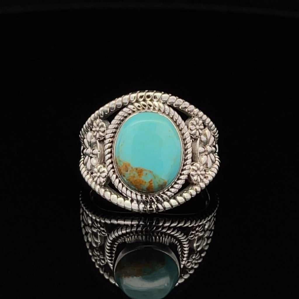 Sterling Silver Kingman Turquoise Ring Size 6.5