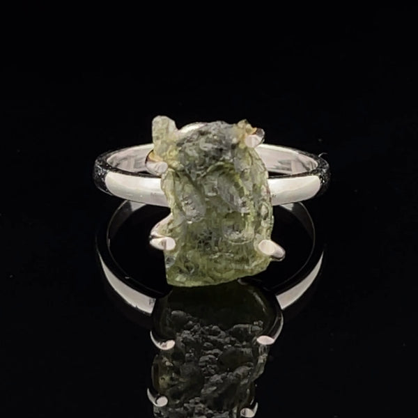 Sterling Silver Moldavite Ring Size 7