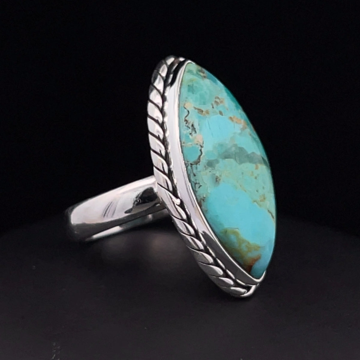 Sterling Silver Kingman Turquoise Ring Size 5.5