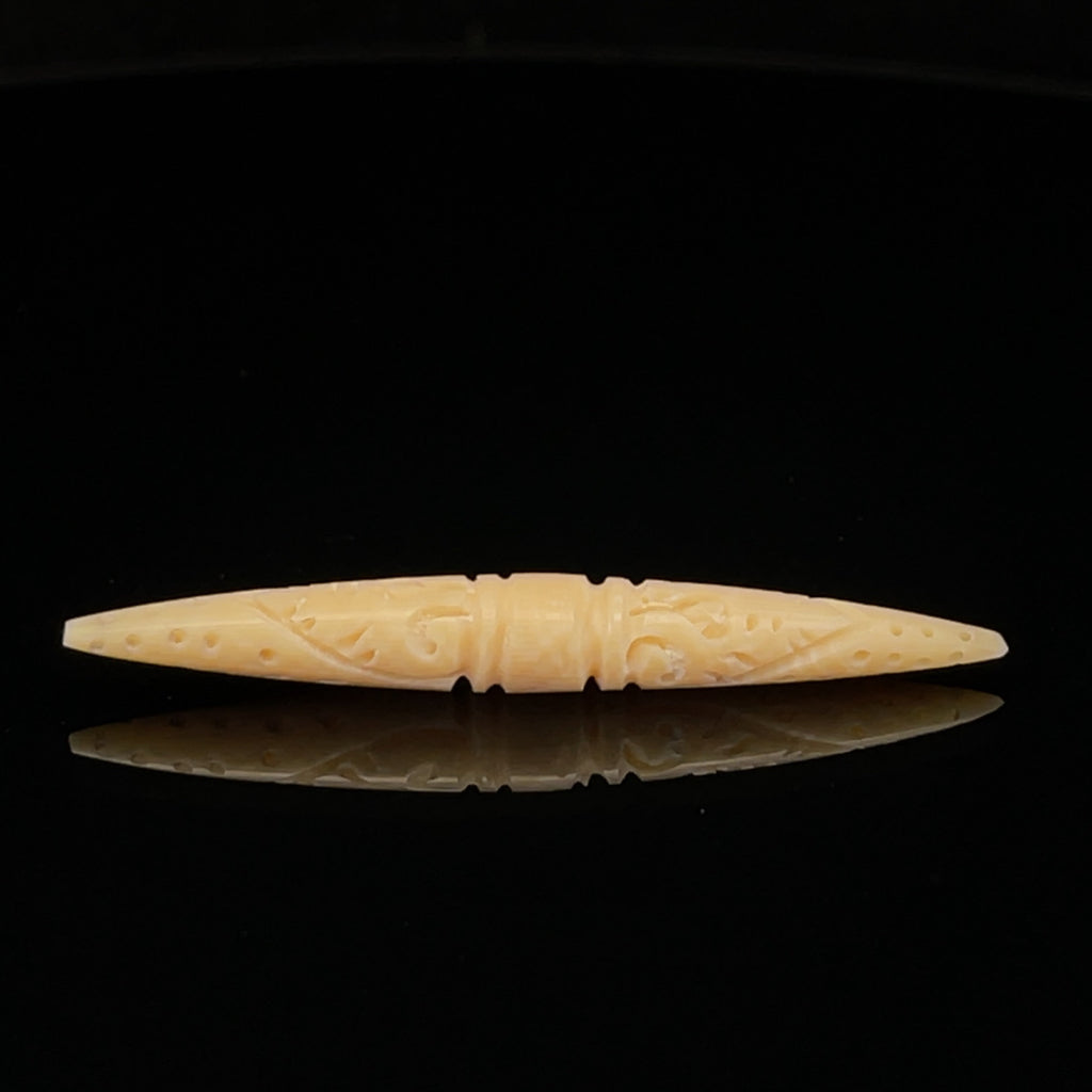 4g Fossilized Mammoth Carved Septum Spike