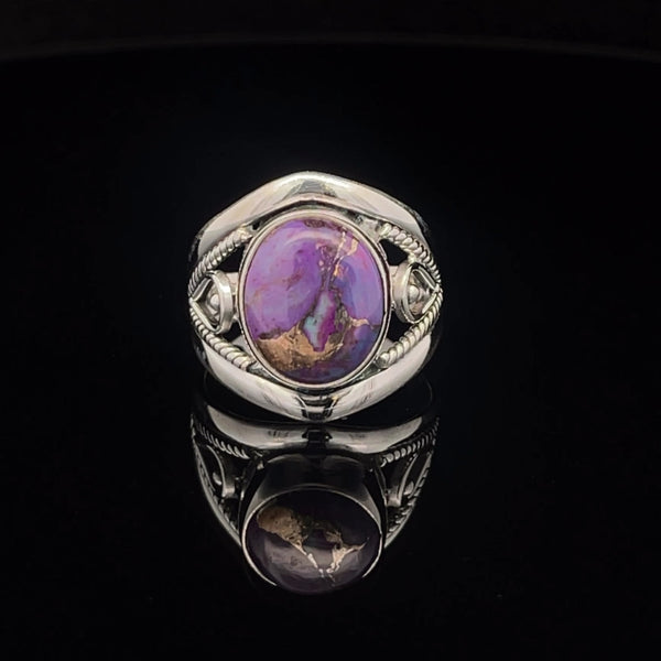 Sterling Silver Copper Purple Turquoise Ring Size 7