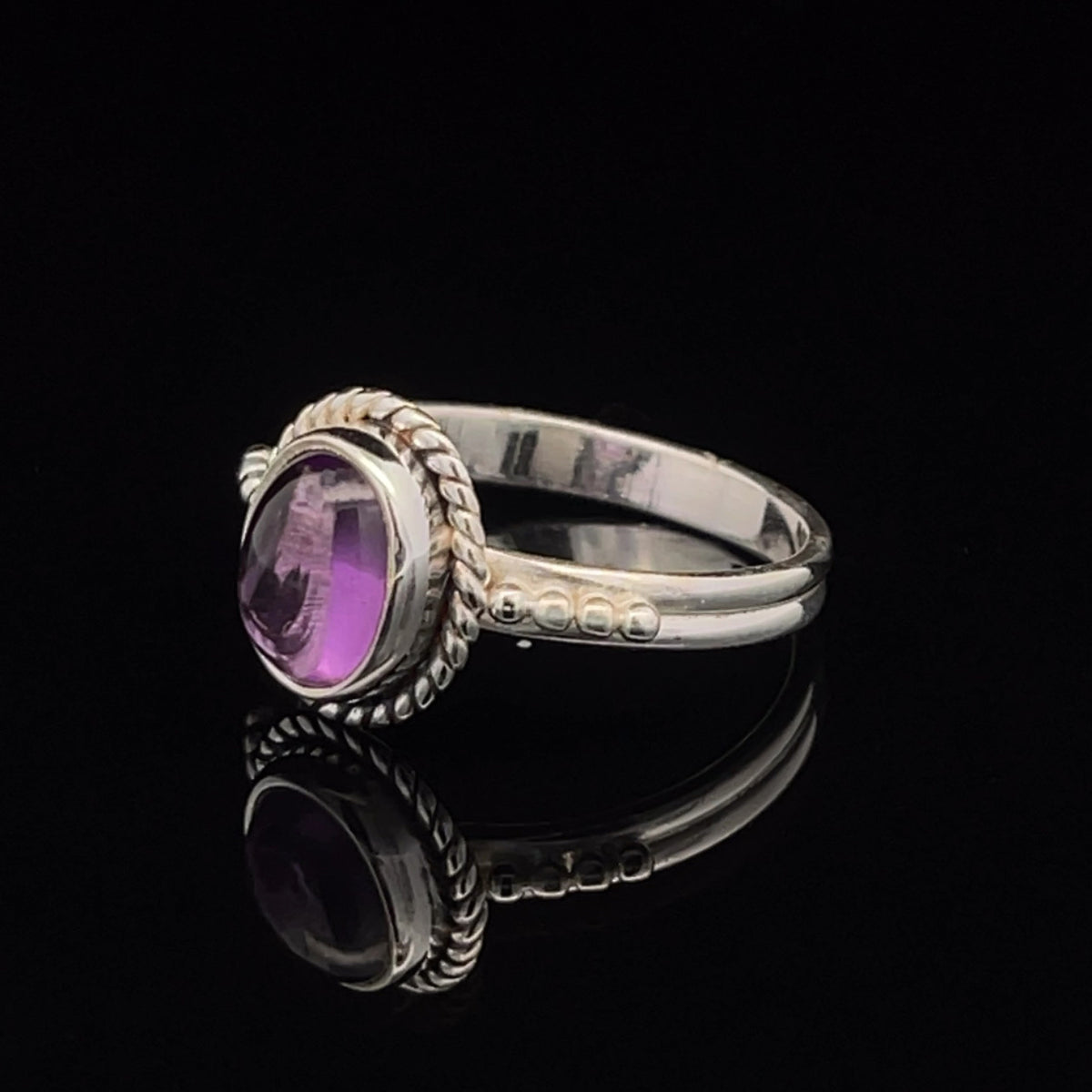 Sterling Silver Amethyst Ring Size 8