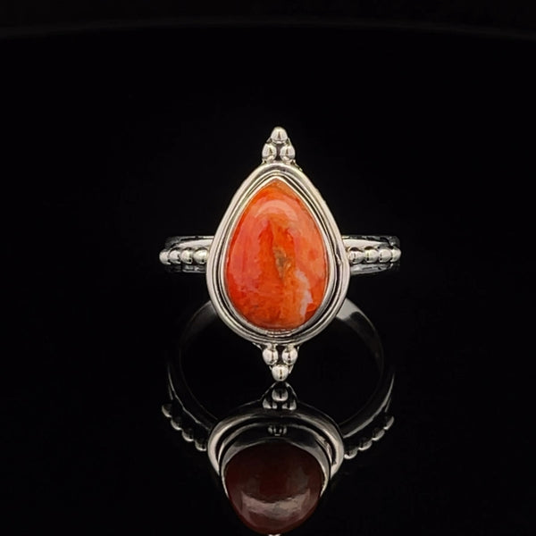 Sterling Silver Sponge Coral Ring Size 7