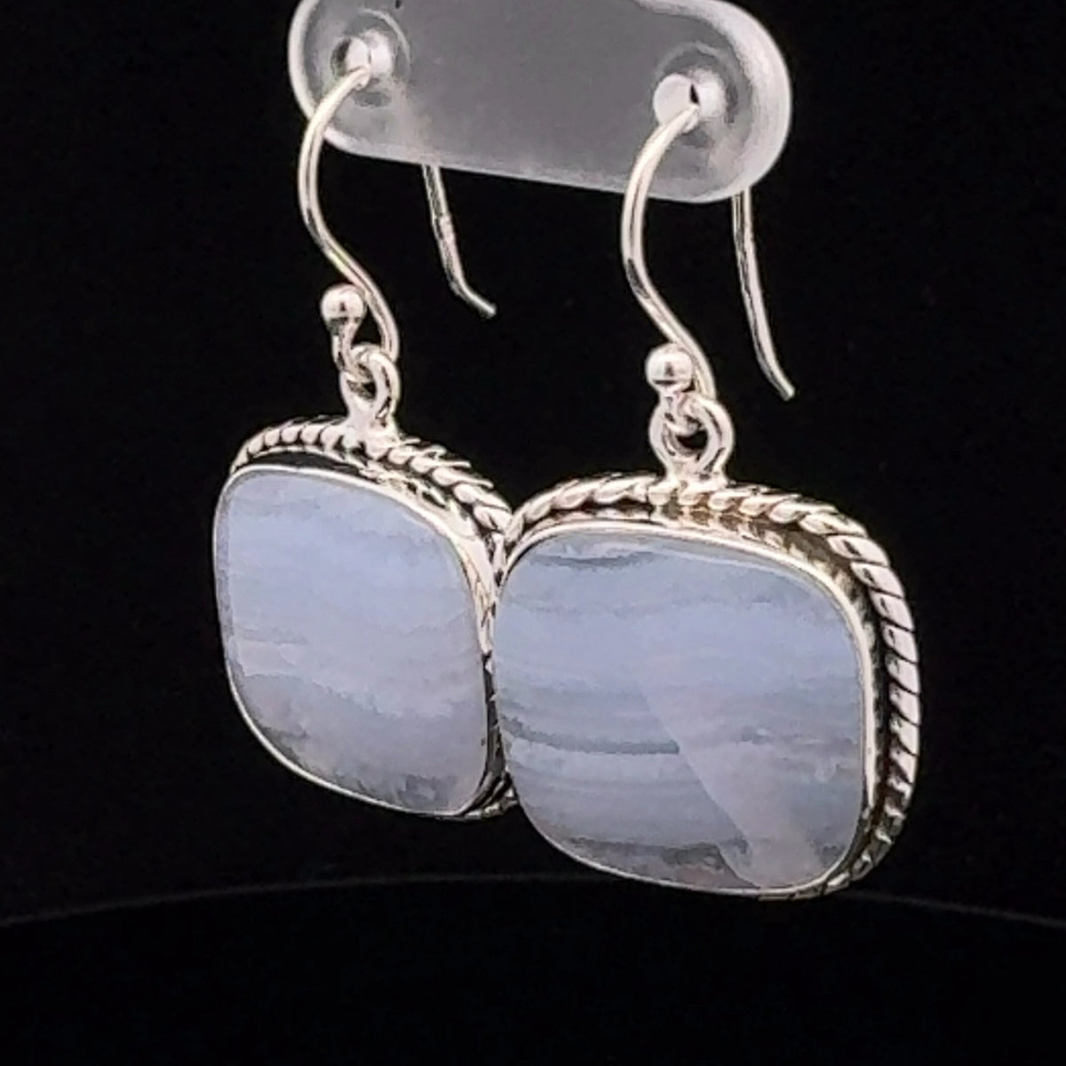 Sterling Silver Blue Lace Agate Earrings