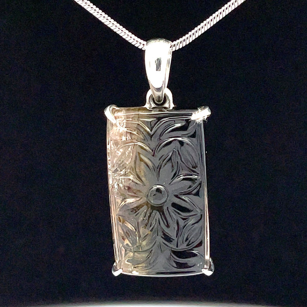 Sterling Silver Carved Watermelon Tourmaline Pendant