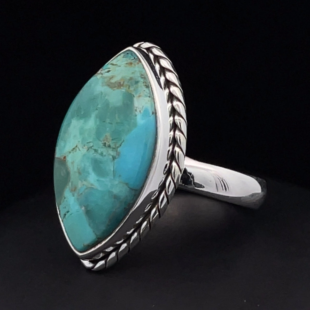 Sterling Silver Kingman Turquoise Ring Size 8