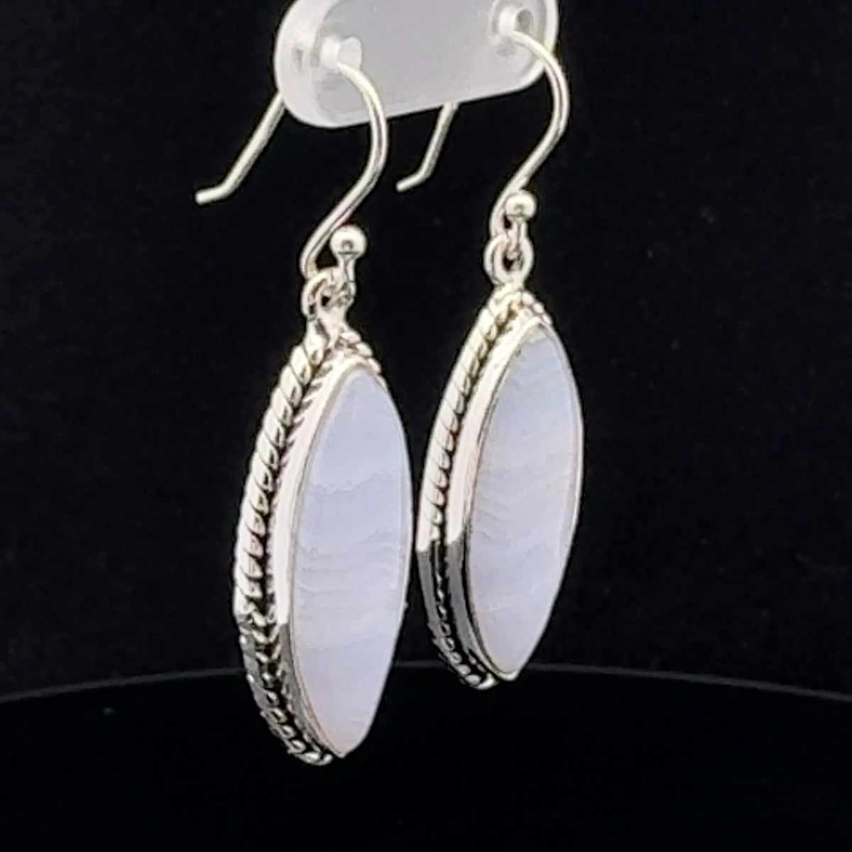 Sterling Silver Blue Lace Agate Earrings