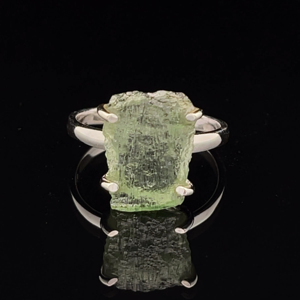 Sterling Silver Moldavite Ring Size 8