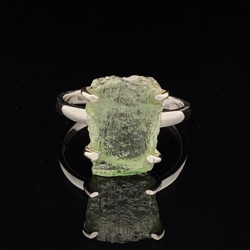 Sterling Silver Moldavite Ring Size 8