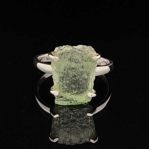 Sterling Silver Moldavite Ring Size 8