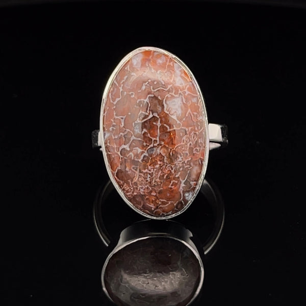 Sterling Silver Fossilized Dinosaur Bone Ring Size 7