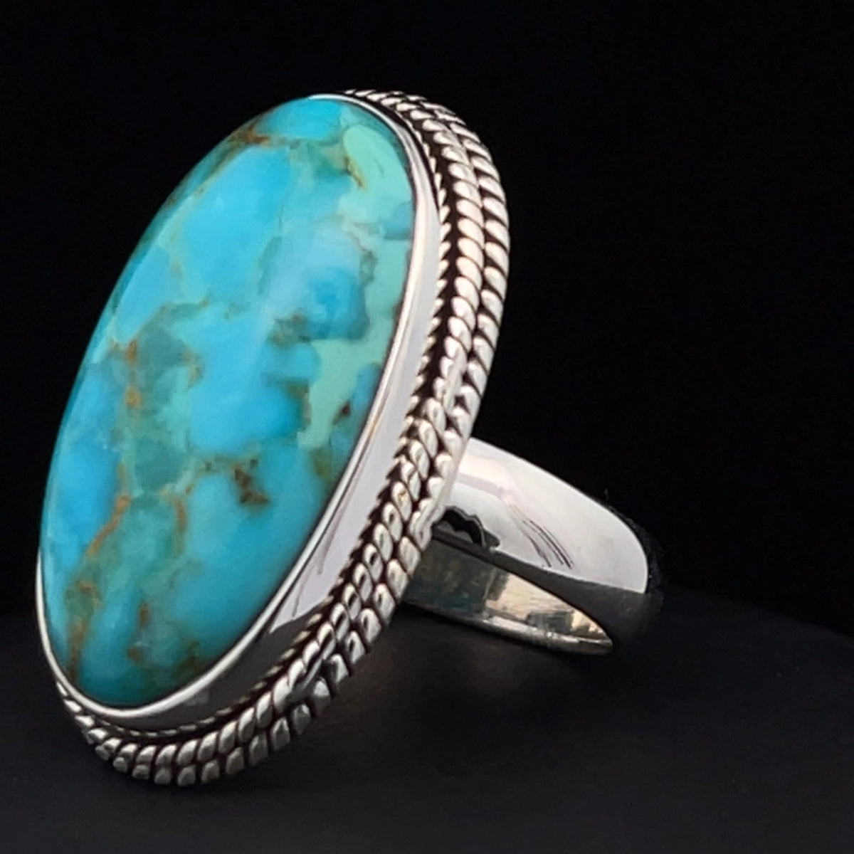 Sterling Silver Kingman Turquoise Ring Size 7
