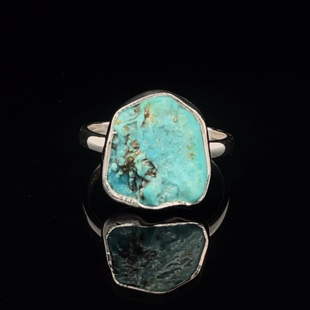 Sterling Silver Raw Turquoise Ring Size 8