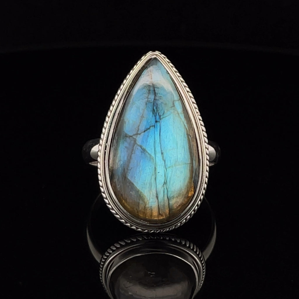 Sterling Silver Labradorite Ring Size 10