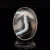 Sterling Silver Large Black Tibet Agate Ring Adjustable