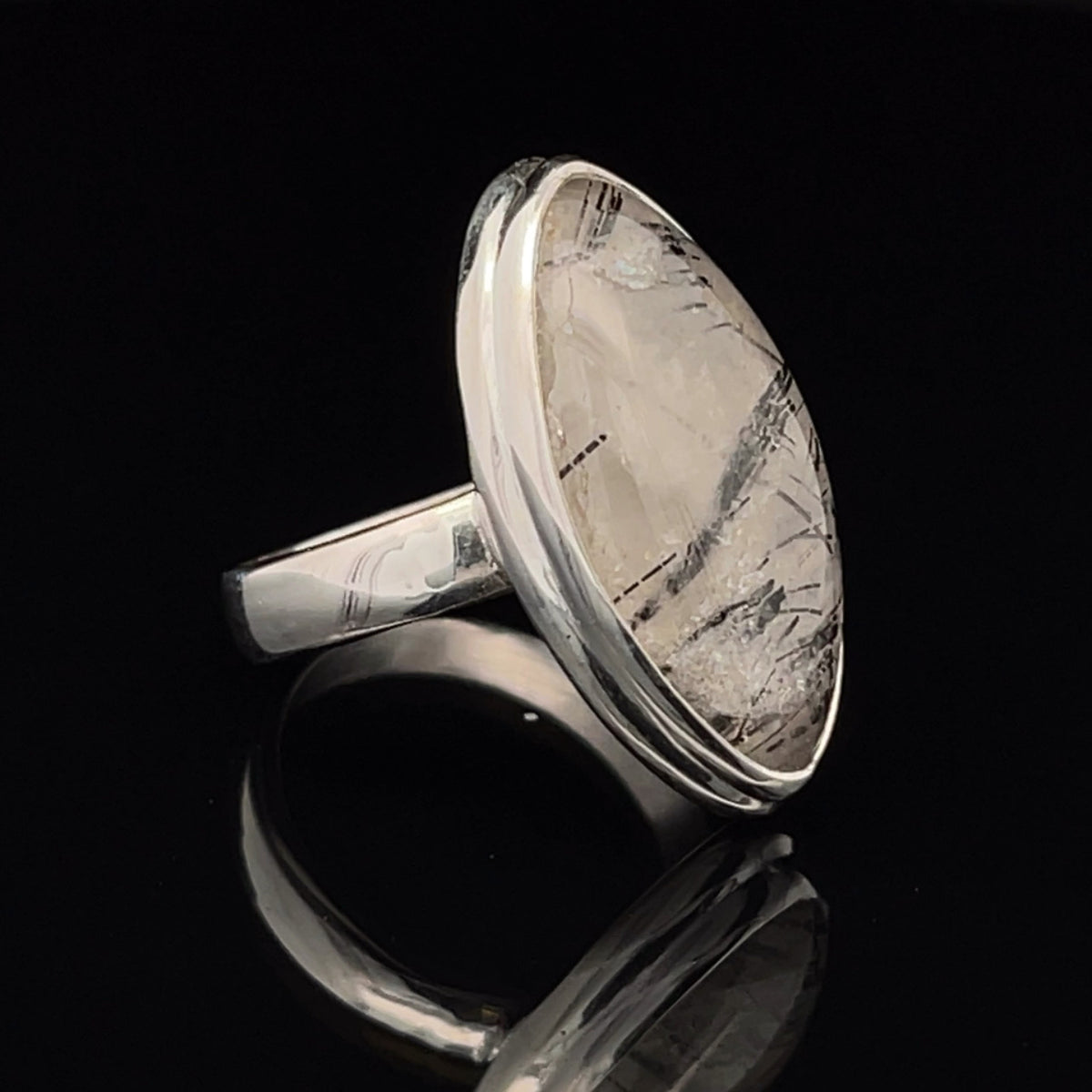 Sterling Silver Tourmalated Quartz Ring Size 7