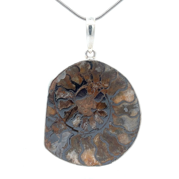 Sterling Silver Fossilized Ammonite Pendant
