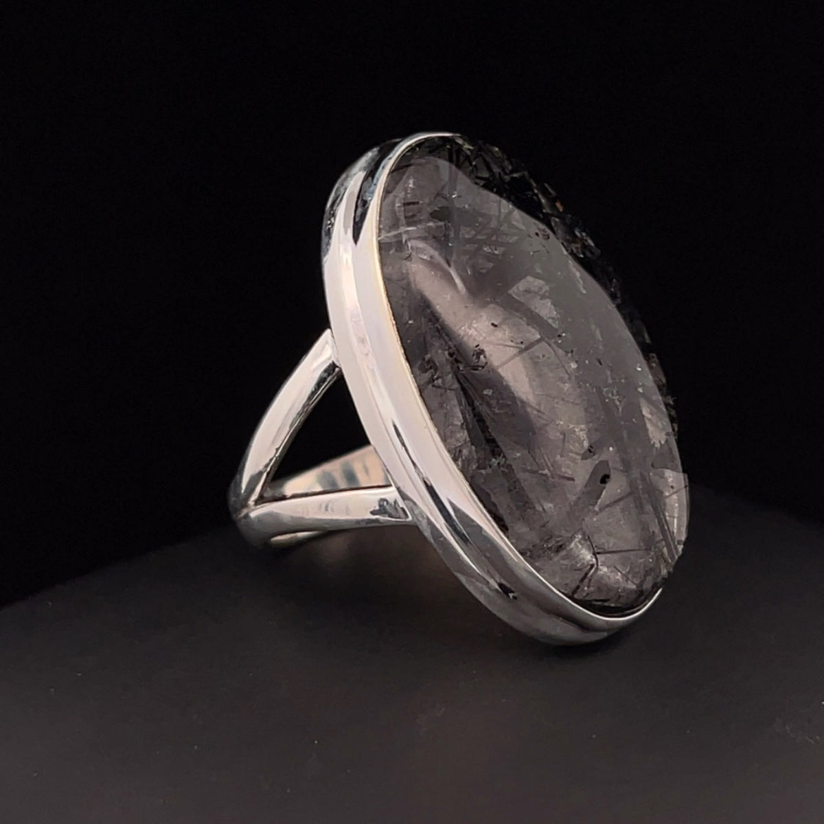 Sterling Silver Tourmalated Quartz Ring Size 7