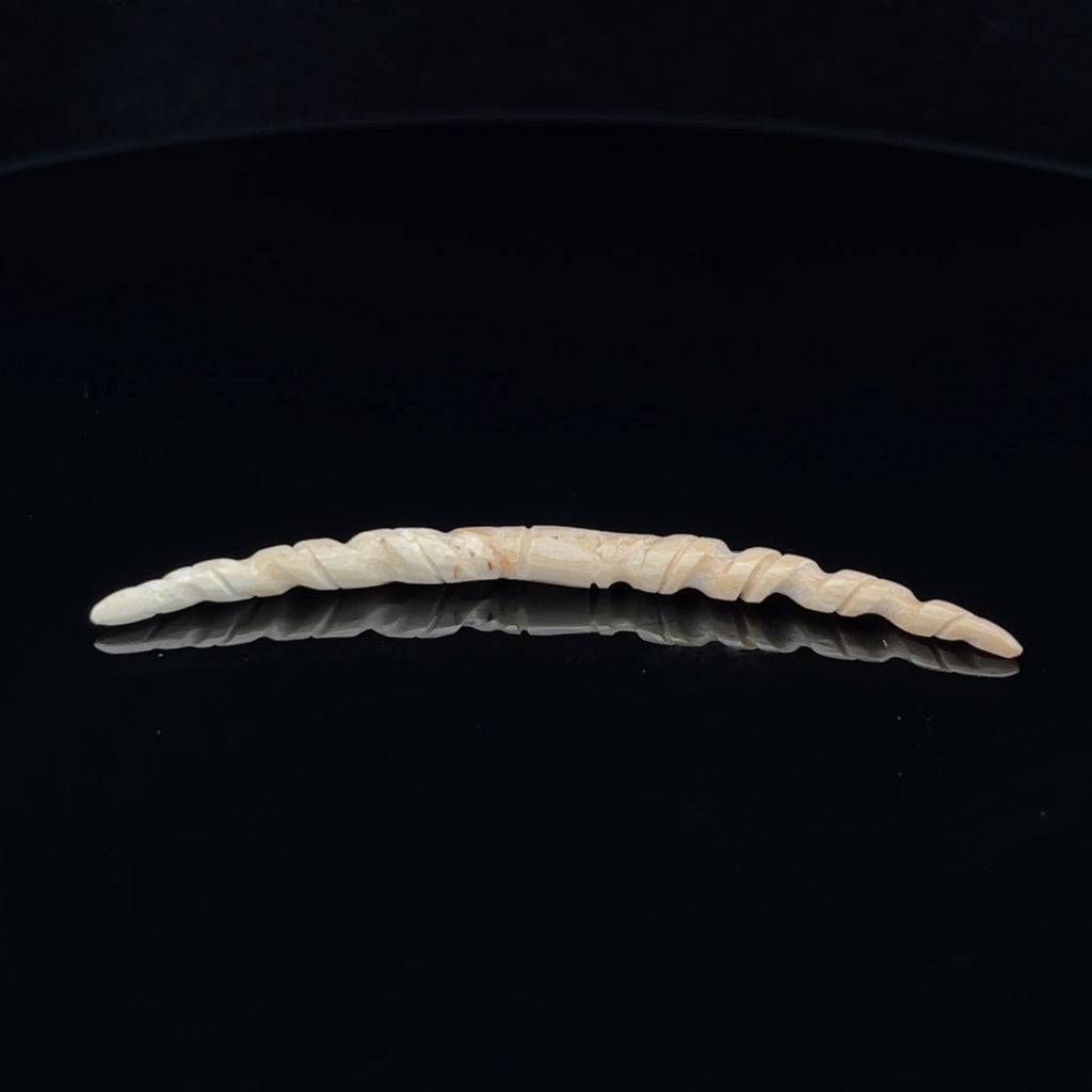 6g (4mm) Fossilized Mammoth Ivory Carved Septum Tusk