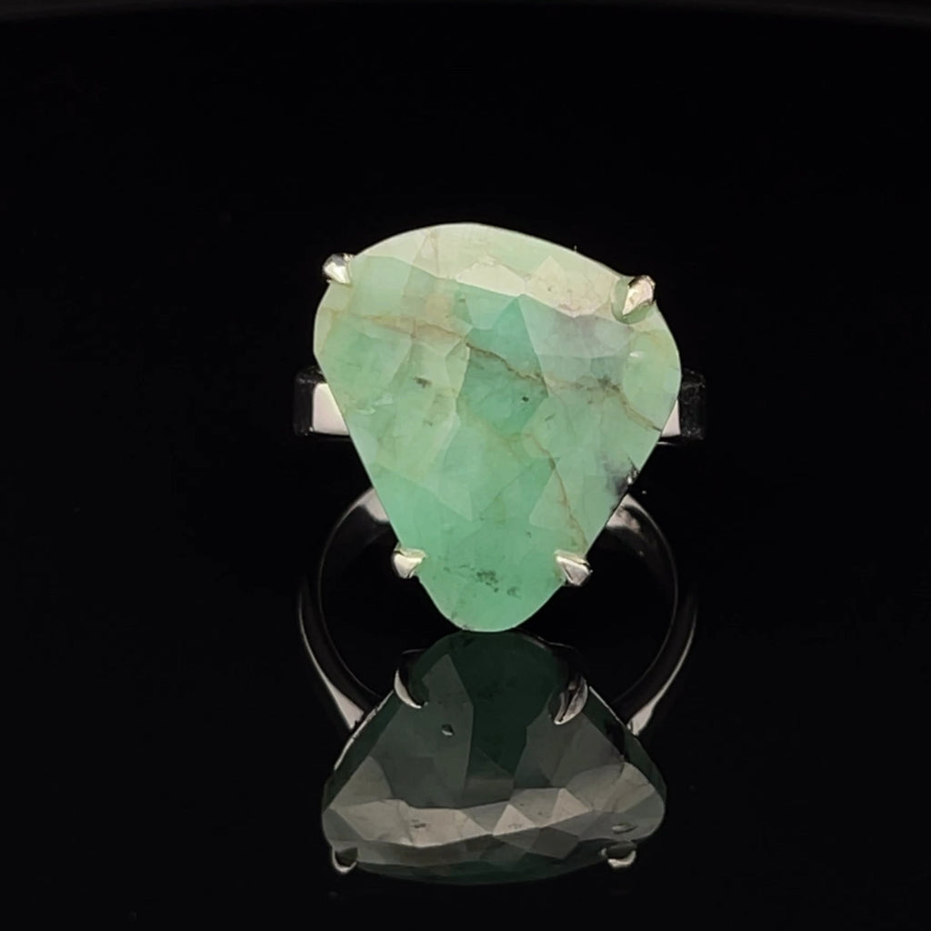 Sterling Silver Emerald Ring Size 7