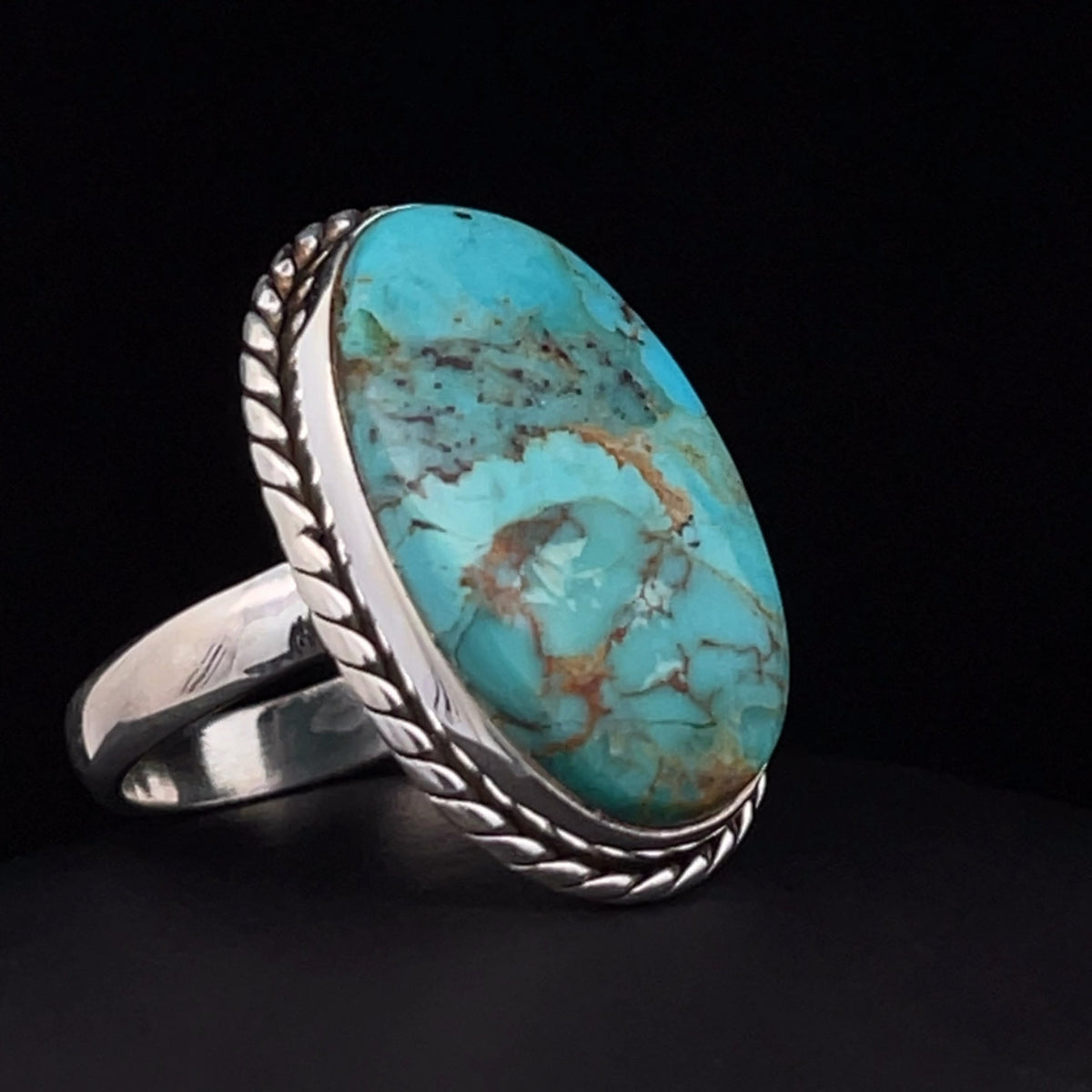 Sterling Silver Kingman Turquoise Ring Size 8
