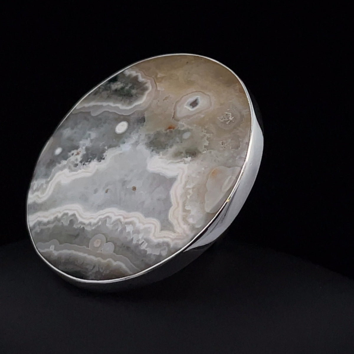 Sterling Silver Large Ocean Jasper Ring Adjustable