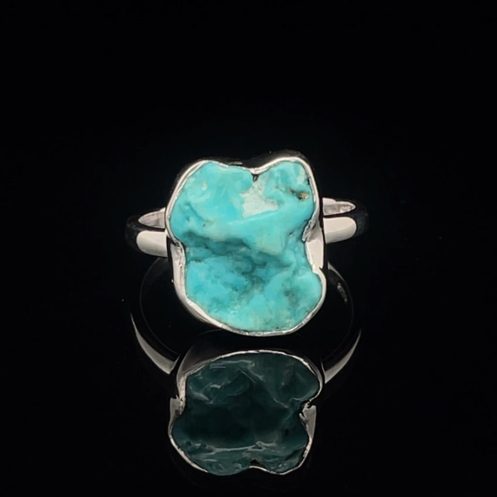 Sterling Silver Raw Turquoise Ring Size 7