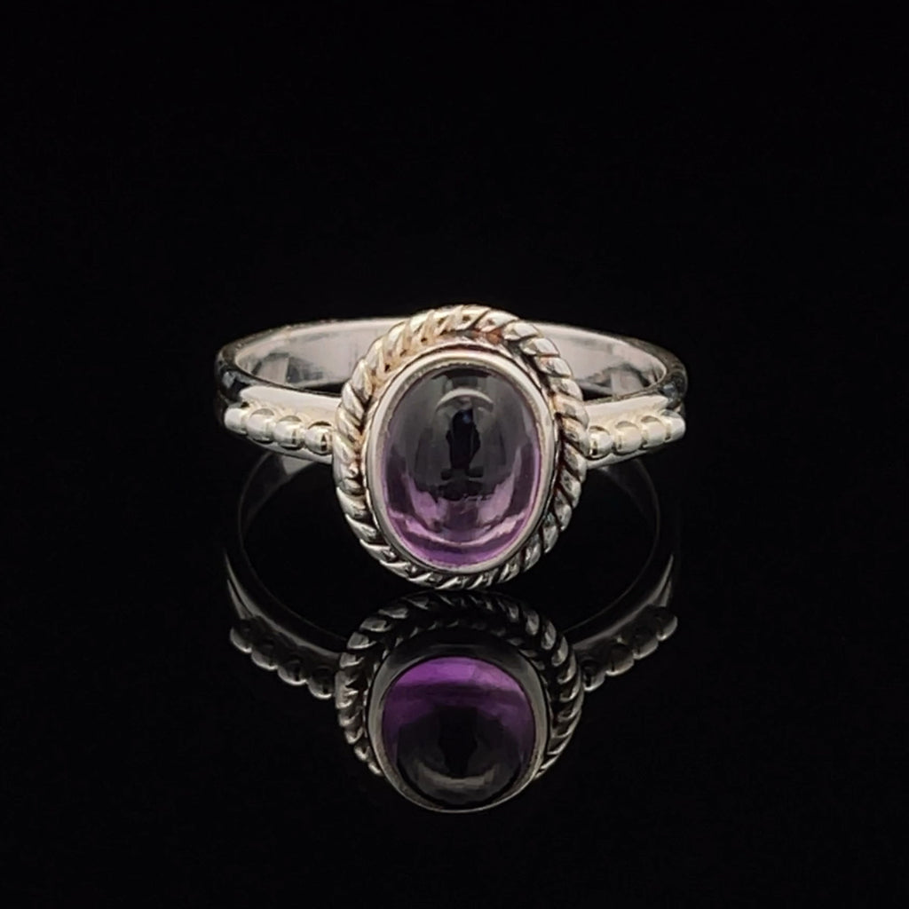 Sterling Silver Amethyst Ring Size 8