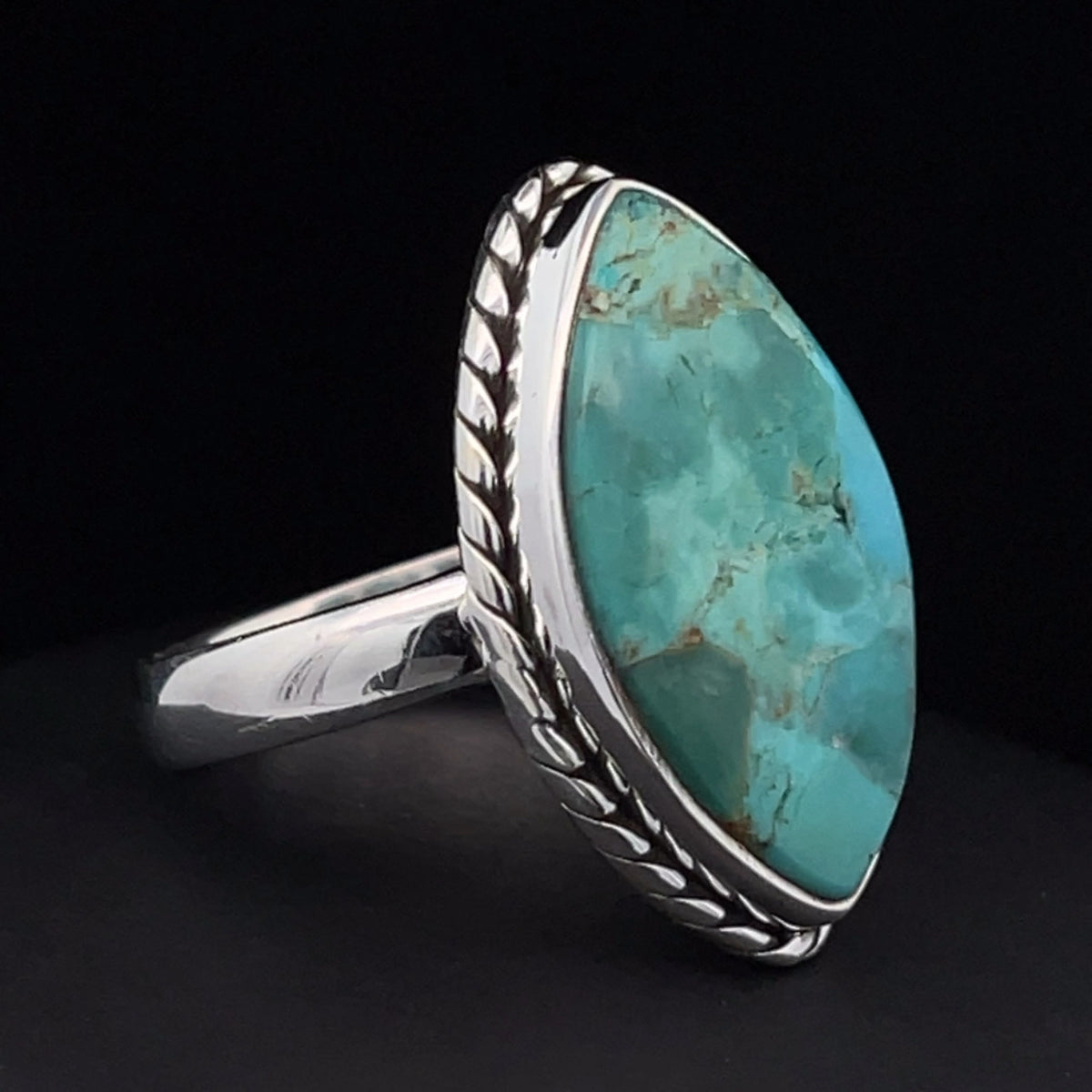 Sterling Silver Kingman Turquoise Ring Size 8