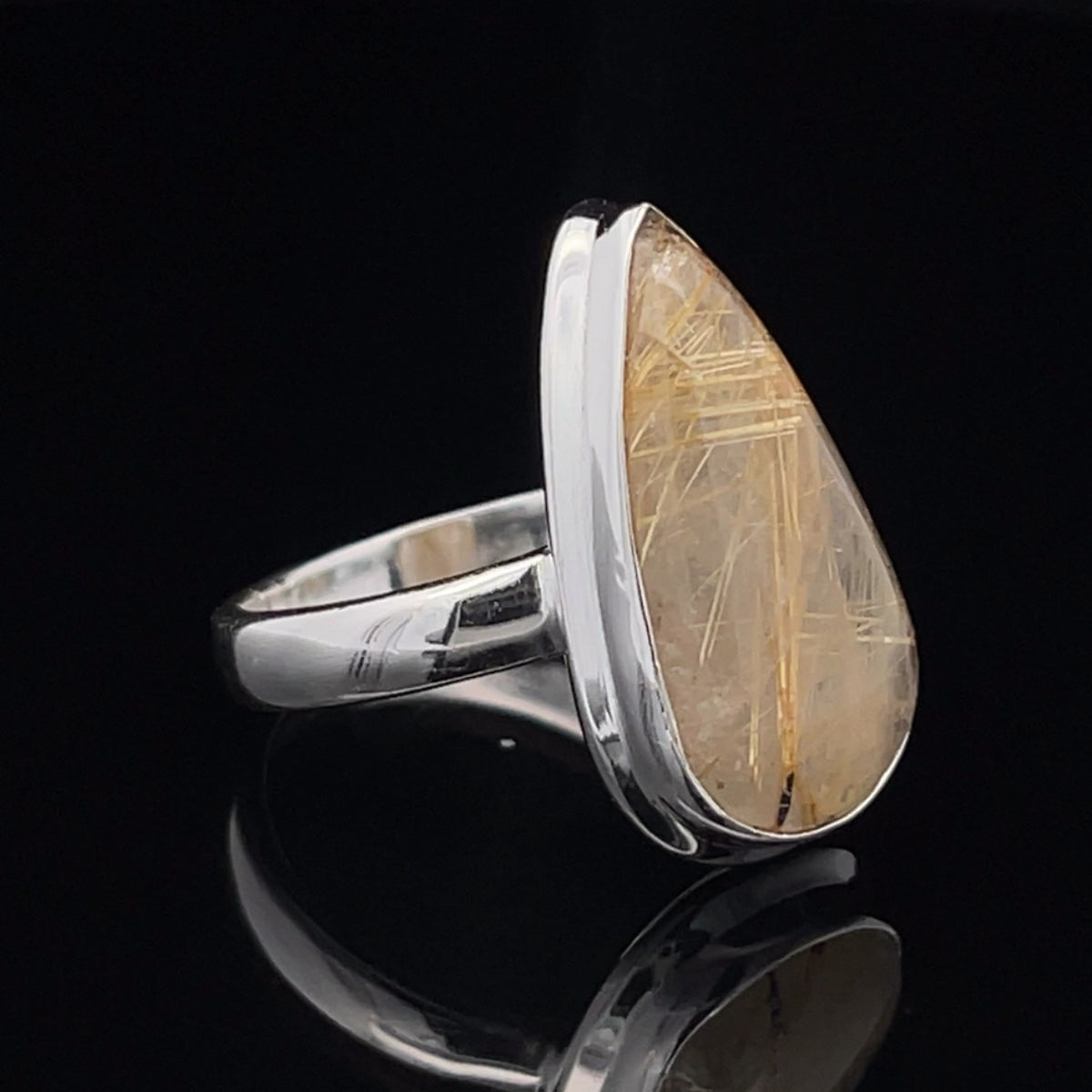 Sterling Silver Rutilated Quartz Ring Size 8