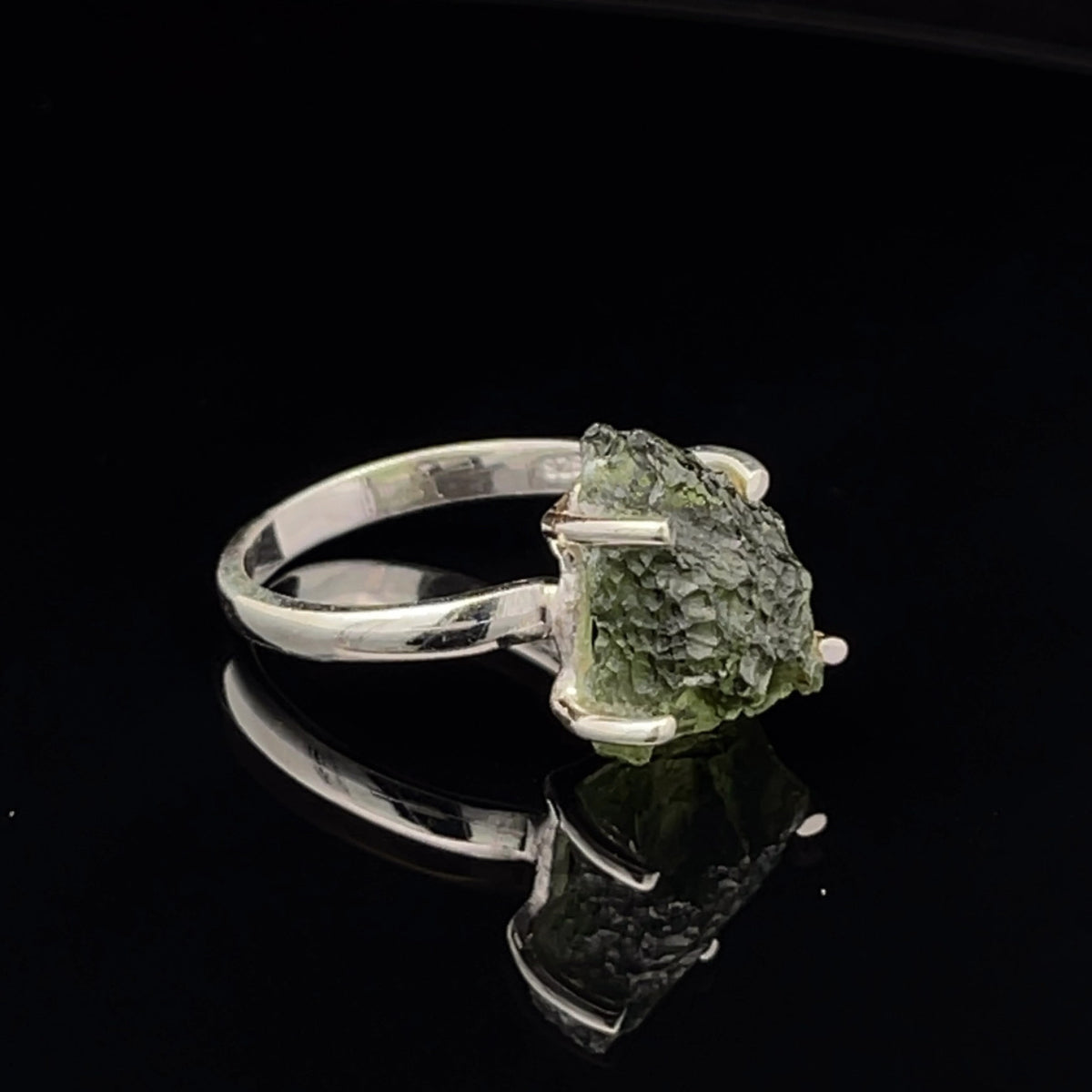 Sterling Silver Moldavite Ring Size 7