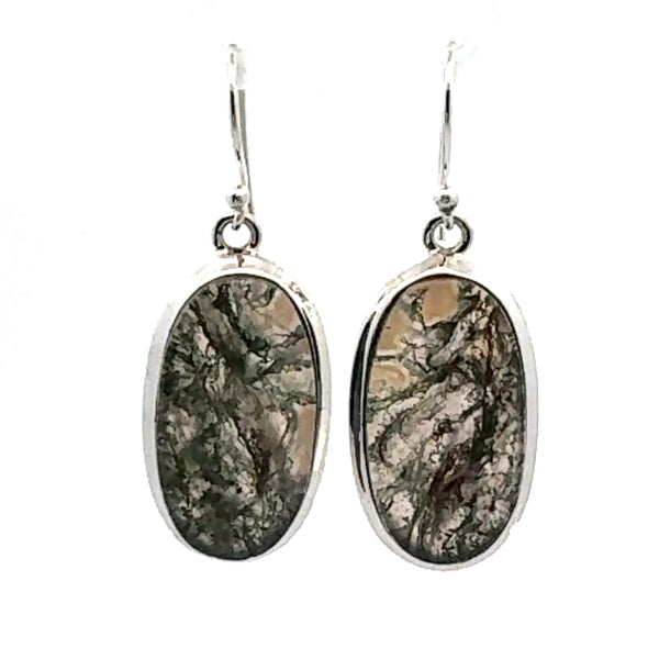 Sterling Silver Moss Agate Earrings